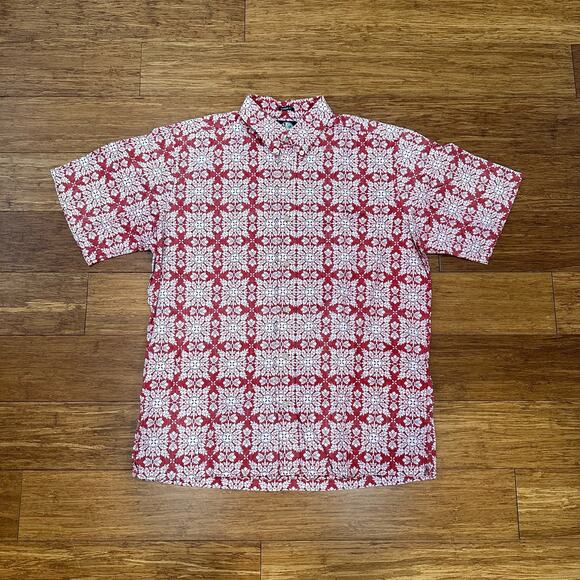 Reyn Spooner Red Hawaiian Quilt Aloha Shirt - Size L - Picture 1 of 10